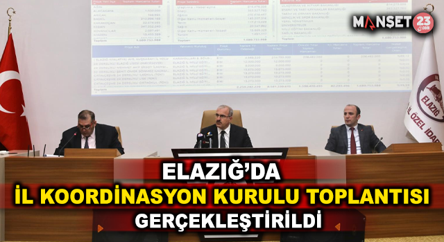 Elazığ’da İl Koordinasyon Kurulu Toplantısı Gerçekleştirildi