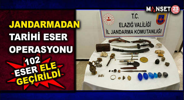 Jandarmadan Tarihi Eser Operasyonu: 102 Obje Ele Geçirildi