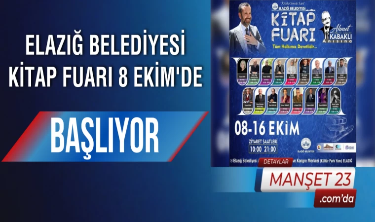 Elazığ Belediyesi Kitap Fuarı 8 Ekim'de Başlıyor