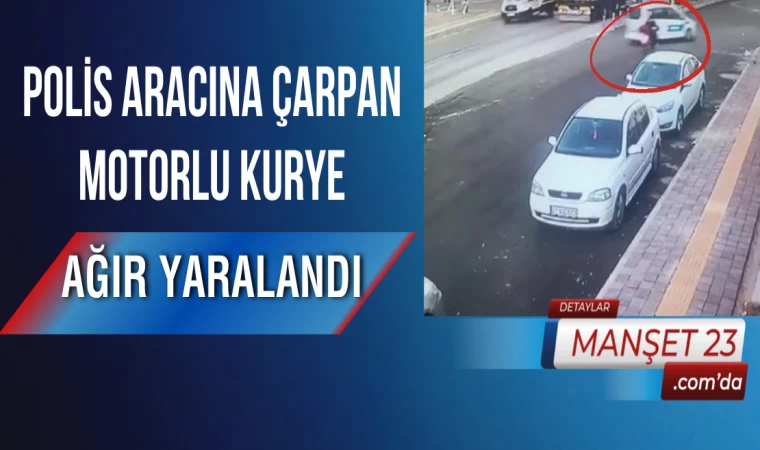 Polis Aracına Çarpan Motorlu Kurye Ağır Yaralandı