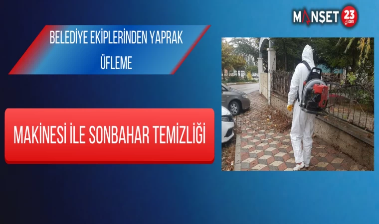 Belediye Ekiplerinden Yaprak Üfleme Makinesi İle Sonbahar Temizliği