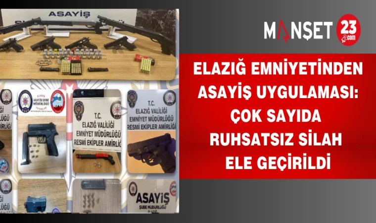 Elazığ Emniyetinden asayiş uygulaması: Çok sayıda ruhsatsız silah ele geçirildi