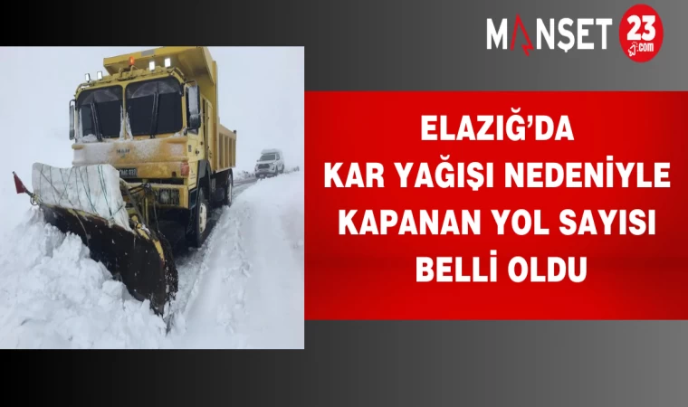 Elazığ’da kar yağışı nedeniyle kapanan yol sayısı belli oldu