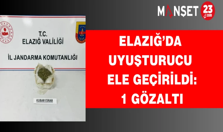 Elazığ’da uyuşturucu ele geçirildi: 1 gözaltı