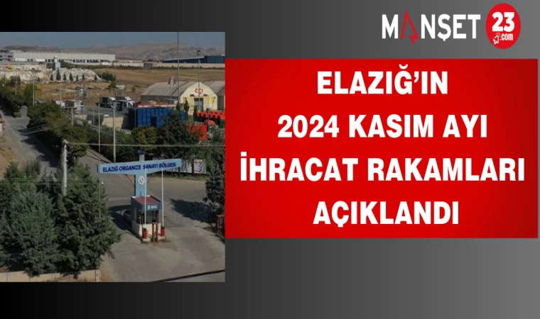 Elazığ’ın 2024 Kasım ayı ihracat rakamları açıklandı