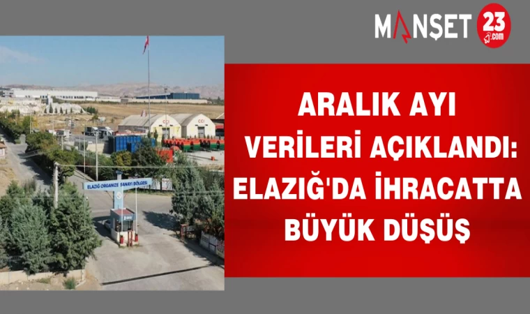 Aralık ayı verileri açıklandı: Elazığ'da ihracatta büyük düşüş