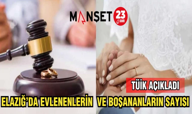 ELAZIĞ'DA EVLENENLERİN VE BOŞANANLARIN SAYISI