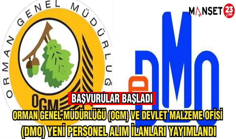 ORMAN GENEL MÜDÜRLÜĞÜ (OGM) VE DEVLET MALZEME OFİSİ (DMO) YENİ PERSONEL ALIM İLANLARI YAYIMLANDI