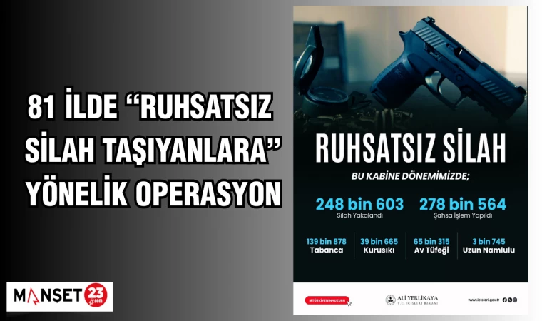 81 İLDE “RUHSATSIZ SİLAH TAŞIYANLARA” YÖNELİK OPERASYON