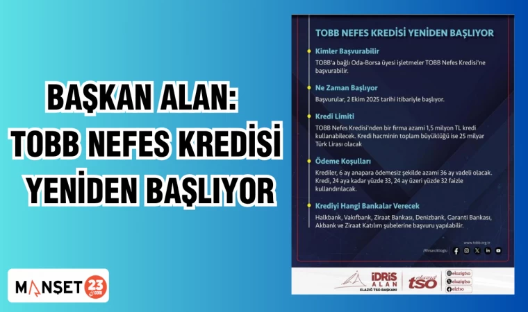 Başkan Alan: TOBB Nefes Kredisi Yeniden Başlıyor