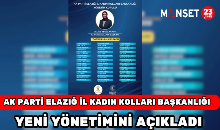 AK Parti Elazığ İl Kadın Kolları Başkanlığı Yeni Yönetimini Açıkladı