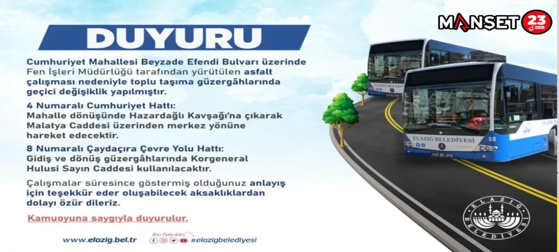 Toplu Taşımada Geçici Güzergah Değişikliği