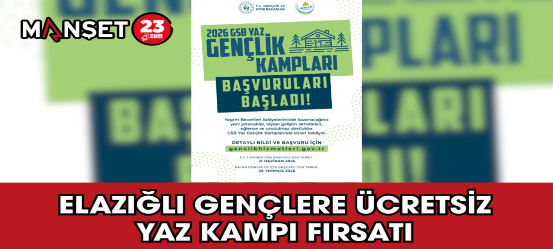 Elazığlı Gençlere Ücretsiz Yaz Kampı Fırsatı