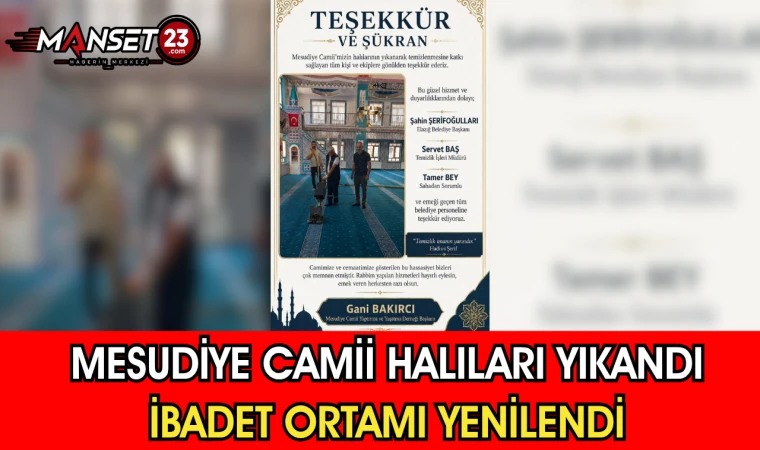 Mesudiye Camii Halıları Yıkandı İbadet Ortamı Yenilendi