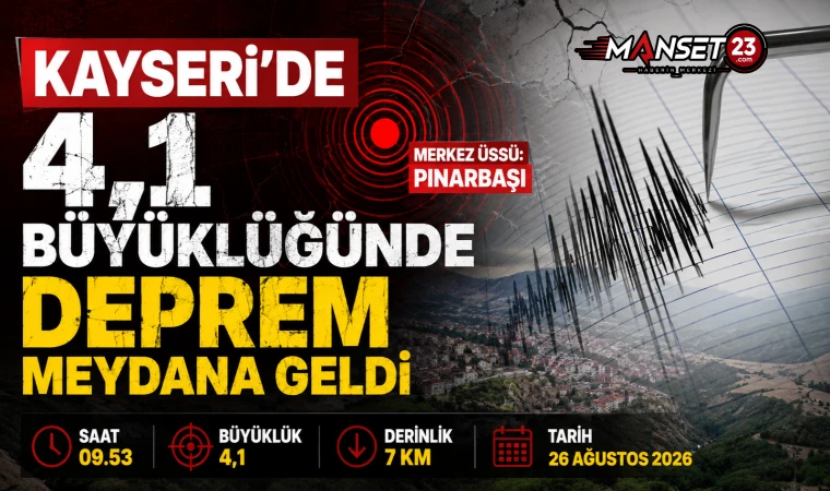 Kayseri’de 4,1 Büyüklüğünde Deprem Meydana Geldi
