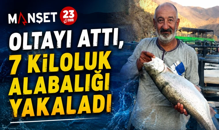 Oltayı Attı, 7 Kiloluk Alabalığı Yakaladı