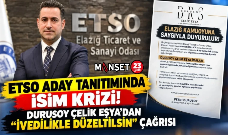 ETSO ADAY TANITIMINDA İSİM KRİZİ! DURUSOY ÇELİK EŞYA’DAN “İVEDİLİKLE DÜZELTİLSİN” ÇAĞRISI