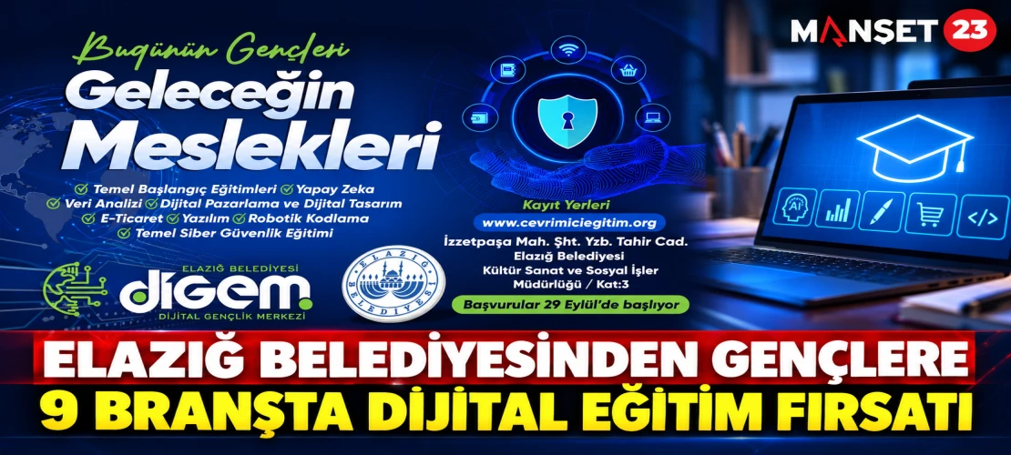 Elazığ Belediyesinden Gençlere 9 Branşta Dijital Eğitim Fırsatı