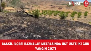 Baskil İlçesi Baznalar Mezrasında Üst Üste İki Gün Yangın Çıktı