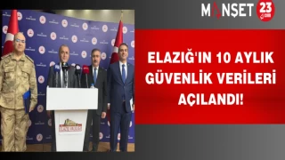 Elazığ'ın 10 aylık güvenlik verileri açılandı!