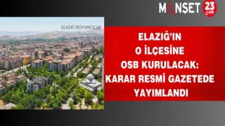 Elazığ’ın o ilçesine OSB kurulacak: Karar Resmi Gazetede yayımlandı