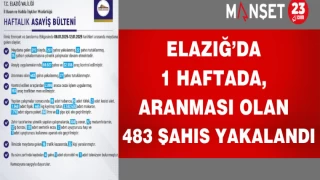 Elazığ’da 1 Haftada, Aranması Olan 483 Şahıs Yakalandı