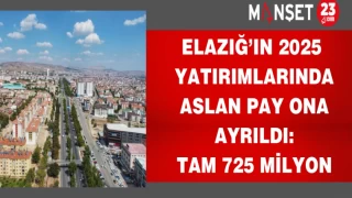 Elazığ’ın 2025 yatırımlarında aslan pay ona ayrıldı: Tam 725 milyon