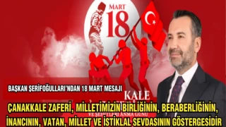 BAŞKAN ŞERİFOĞULLARI: ÇANAKKALE ZAFERİ,MİLLETİMİZİN BİRLİĞİNİN,BERABERLİĞİNİN,İNANACININ,VATAN,MİLLET VE İSTİKLAL SEVDASININ GÖSTERGESİDİR