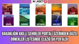 Bakanlığın Akıllı Şehirler Portalı üzerinden güzel örnekler listesinde Elazığ'da yer aldı