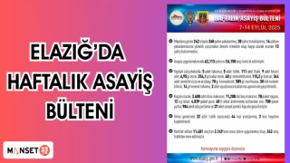 ELAZIĞ'DA HAFTALIK ASAYİŞ BÜLTENİ