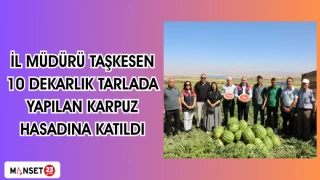 İl Müdürü Taşkesen 10 dekarlık tarlada yapılan karpuz hasadına katıldı