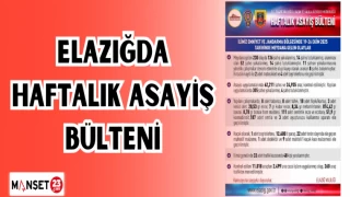 ELAZIĞ'DA HAFTALIK ASAYİŞ BÜLTENİ