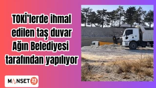 TOKİ’lerde ihmal edilen taş duvar, Ağın Belediyesi tarafından yapılıyor