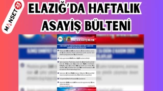 ELAZIĞ'DA HAFTALIK ASAYİŞ BÜLTENİ
