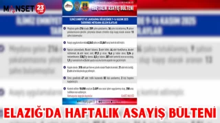ELAZIĞ'DA HAFTALIK ASAYİŞ BÜLTENİ