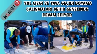 Yol çizgi ve yaya geçidi boyama çalışmaları şehir genelinde devam ediyor