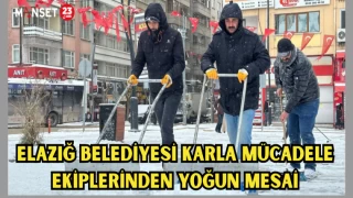 Elazığ Belediyesi Karla Mücadele Ekiplerinden Yoğun Mesai