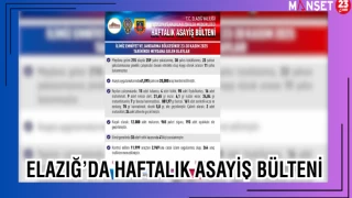 ELAZIĞ'DA HAFTALIK ASAYİŞ BÜLTENİ