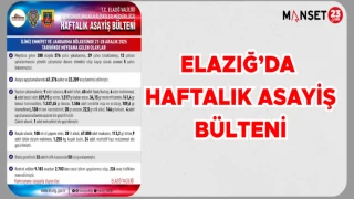 ELAZIĞ'DA HAFTALIK ASAYİŞ BÜLTENİ