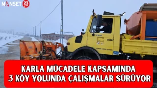 Karla mücadele kapsamında 3 köy yolunda çalışmalar sürüyor