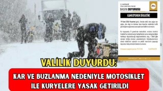 VALİLİK DUYURDU: Kar ve Buzlanma Nedeniyle Motosiklet ile Kuryelere Yasak Getirildi