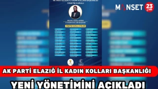 AK Parti Elazığ İl Kadın Kolları Başkanlığı Yeni Yönetimini Açıkladı
