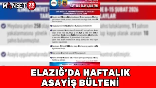 ELAZIĞ'DA HAFTALIK ASAYİŞ BÜLTENİ