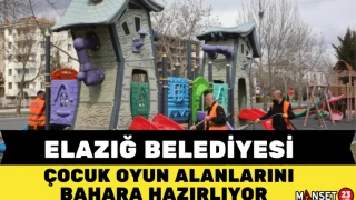 Elazığ Belediyesi Çocuk Oyun Alanlarını Bahara Hazırlanıyor