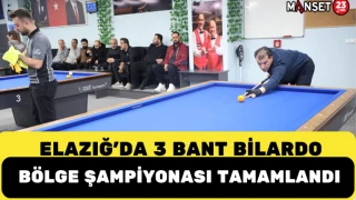 ELAZIĞ’DA 3 BANT BİLARDO BÖLGE ŞAMPİYONASI TAMAMLANDI