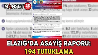 Elazığ’da Asayiş Raporu: 194 Tutuklama