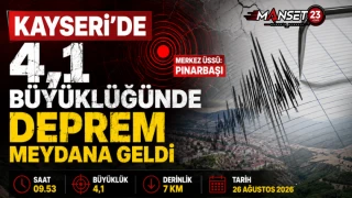 Kayseri’de 4,1 Büyüklüğünde Deprem Meydana Geldi