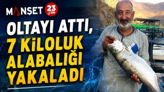 Oltayı Attı, 7 Kiloluk Alabalığı Yakaladı