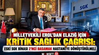 Milletvekili Erol’dan Elazığ İçin Kritik Sağlık Çağrısı: “Eski SGK Binası 2’nci Basamak Hastaneye Dönüştürülmeli”