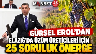 GÜRSEL EROL’DAN ELAZIĞ’DA ÜZÜM ÜRETİCİLERİ İÇİN 25 SORULUK ÖNERGE